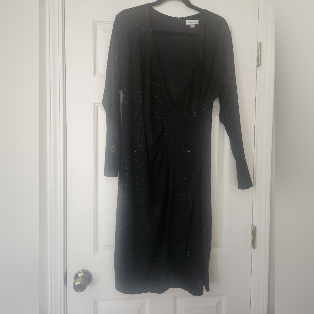 Calvin Klein Black Long Sleeve Sparkly Dress